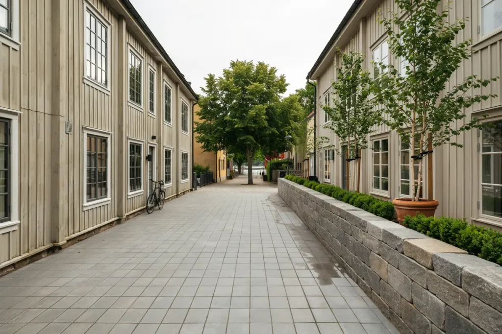 ny st dmur och stensatt innerg rd i stallarholmen mariefred